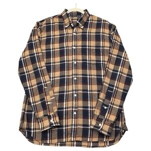 Brandy Melville‎ Shirt Womens Blue Brown Plaid Button Up Hazel Flannel One Size